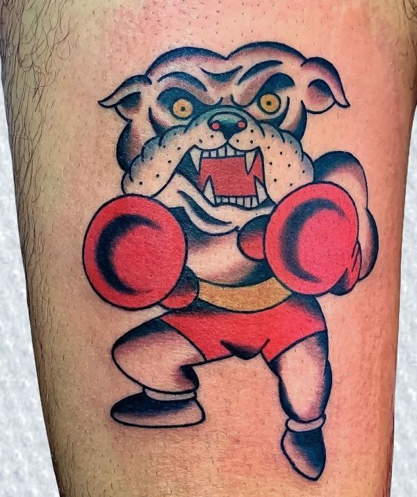 Boxing Bull Dog Tattoo