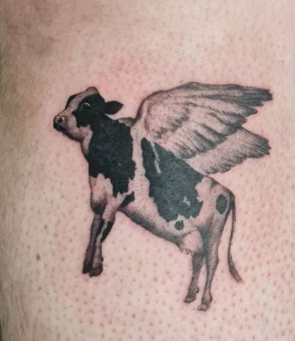 'Cow with Angel Wings' Tattoo