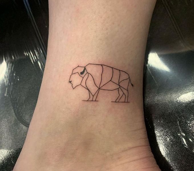 Geometrical Shaped Bison Tattoo