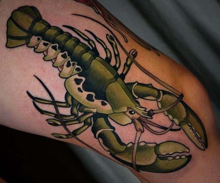 Green Lobster Tattoo