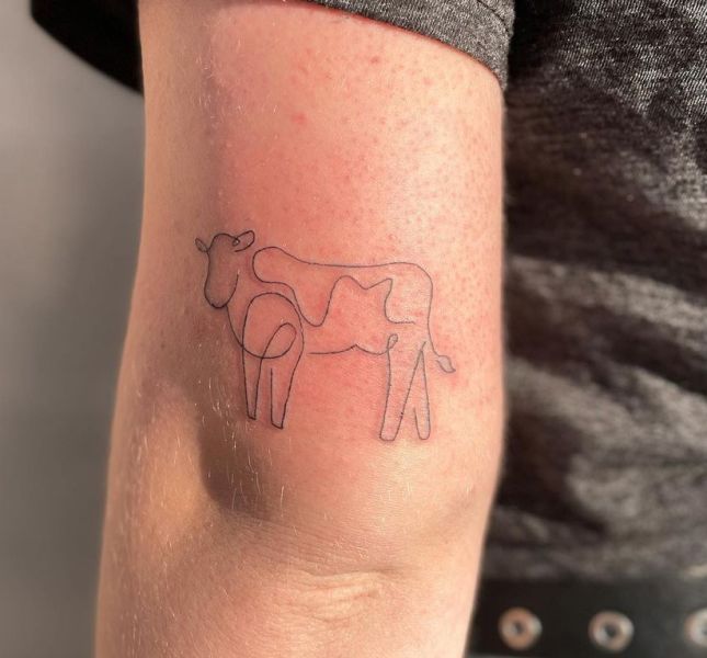 Line Art Cow Tattoo