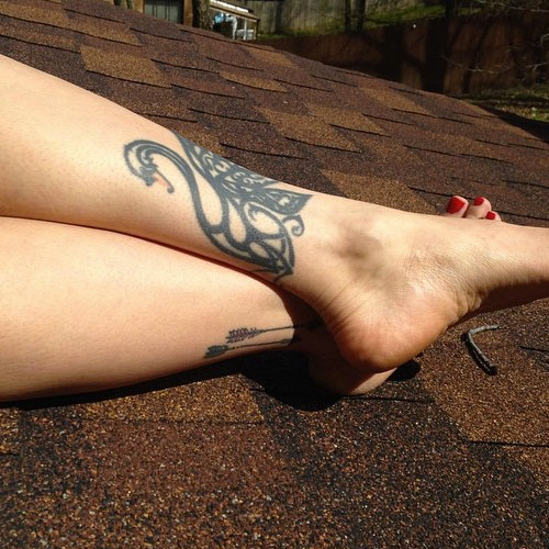 lacey mosley arrow ankle tattoo