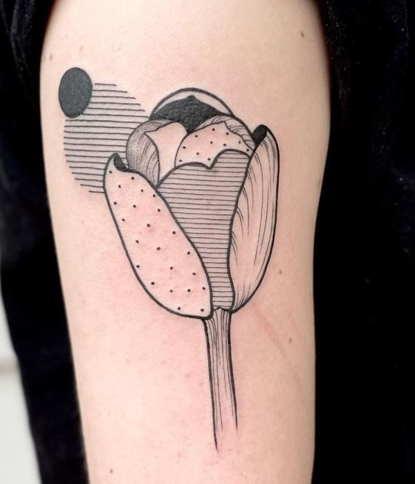 Artistic Tulip Tattoo Design on Arm