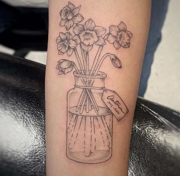 Memorial Daffodil Tattoo Design On Arm