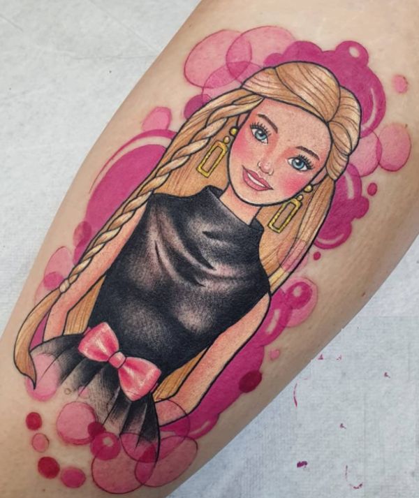 Barbie Forever Tattoo Design on Leg
