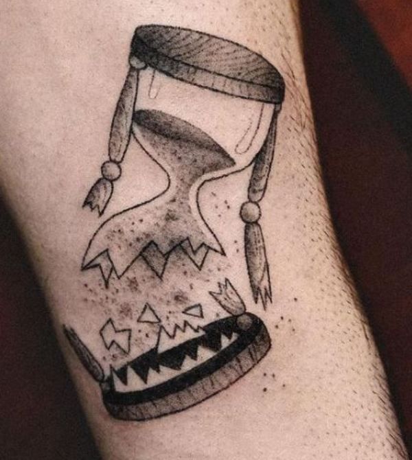 Broken Hourglass Tattoo Design on Forearm