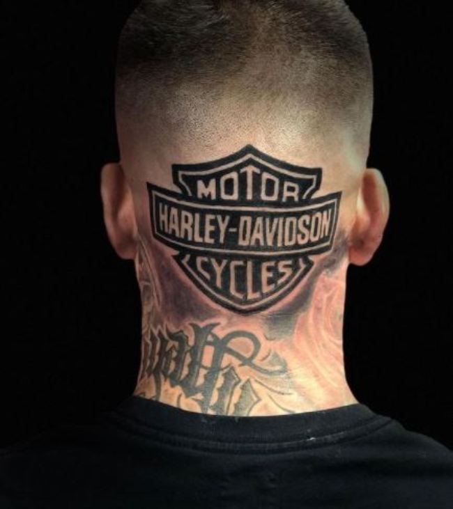 Harley Davidson's Logo Tattoo at the back of the Head