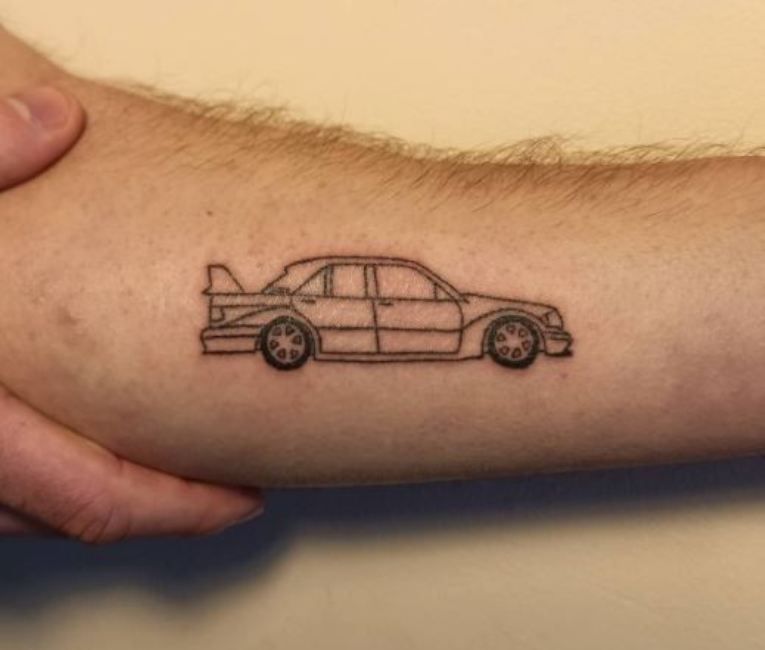 Mercedes car line tattoo