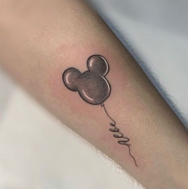 Mickey Mouse Balloon Tattoo Design on Forearm
