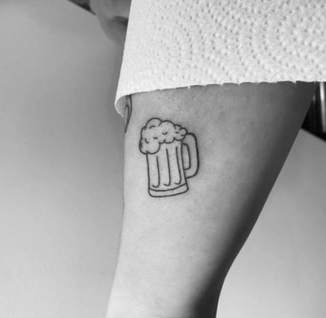 Beer Line Tattoo on the Leg