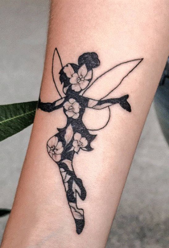 Paisley Pattern Tinker Bell Tattoo Design on Forearm