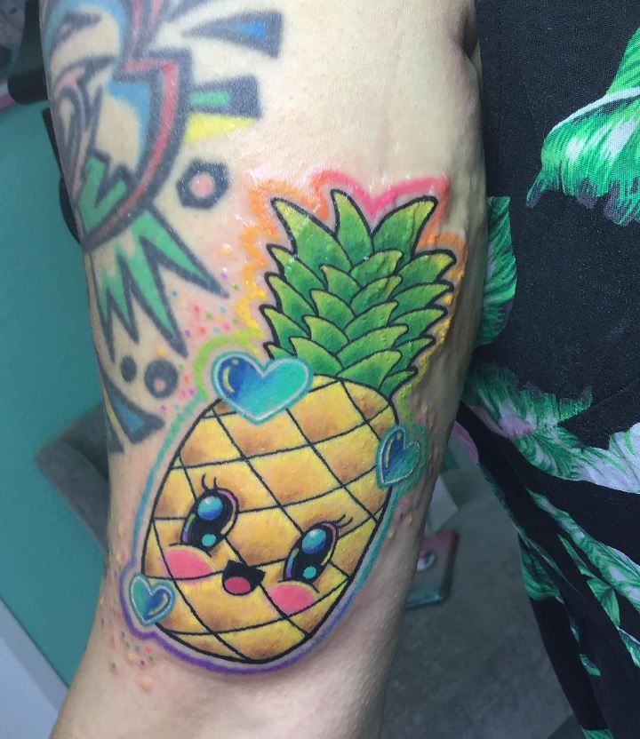 Cartoonish Pineapple Tattoo