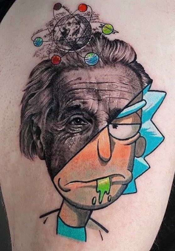 Albert Einstein- Theme Rick Sanchez Tattoo Design on Forearm
