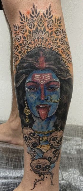 Celestial Goddess Kali Tattoo Design on the Leg