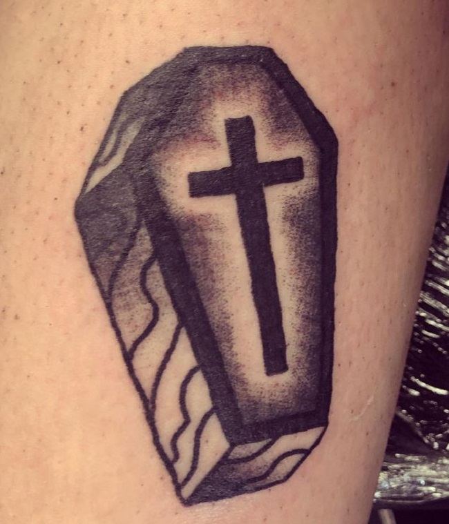 Coffin Tattoo With a Cross