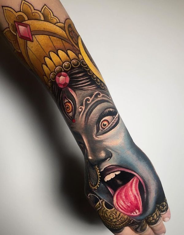 Furious Goddes Kali Tattoo Design on Forearm