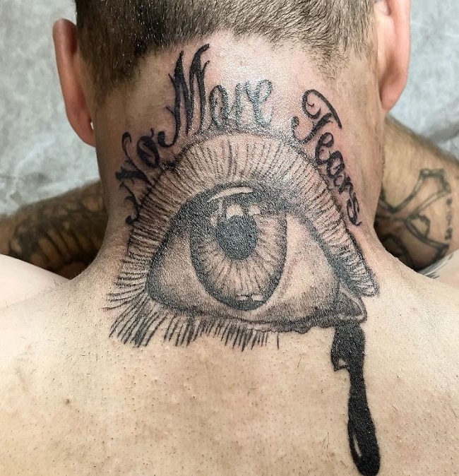No More Tears Tattoo At the Back Of The Neck