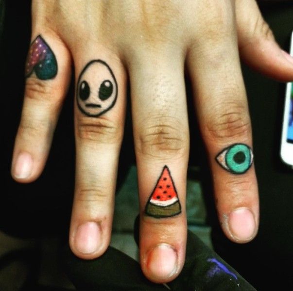 Tiny Watermelon Slice Tattoo Design on the Finger